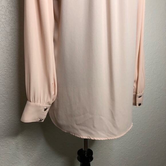 Cache light pink rhinestone bead faux wrap draped top size Extra Large XL - Picture 11 of 13